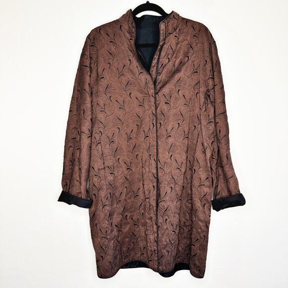 VTG Mycra Pac Floral Embroidered Zip Front Reversible Rain Jacket Coat Med Large - Picture 2 of 15